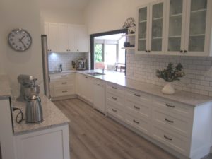 Chapel Hill Shaker Style Doors with Subway Tiles
