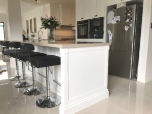 2 Pac Shaker Doors in Dulux Vivid White with 40mm Caesarstone Shitake Benchtops